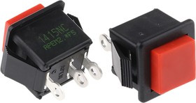 1415NC RED, 1400N Series Push Button Switch, Momentary, Panel Mount, SPDT, 250V ac