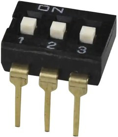 DS04-254-1-03BK-SMT, DIP Switches / SIP Switches DIP Switch, SPST, 2.54 pitch, Raised actuator, SMT, 3 position, Black