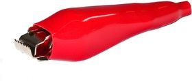 AG-120S-C, Зажим "Крокодил" с изолятором (красн.), 20А, 72мм