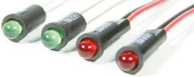 558-0201-003F, LED Panel Mount Indicators GREEN DIFUSED T1 6" LEADS