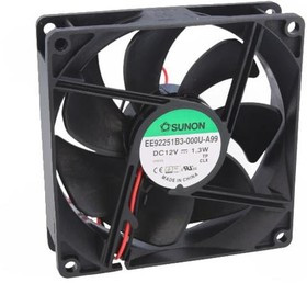 EE92251B3-A99, Вентилятор осевой, 12В DC, 92х92х25мм, 0.091А, 1.3Вт, качения, 2400об/мин, 2 провода