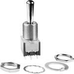 M2039B2B1W01, Switch Toggle ON OFF (ON) 3PDT Large Bat Lever Solder Lug 6A 250VAC 30VDC Panel Mount with Threads