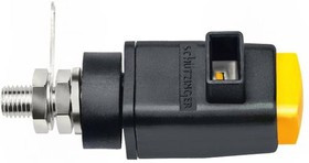 SDK800-GE, Зажим лабораторный, желтый, 300ВDC, 16А, винтами, никель, полиамид