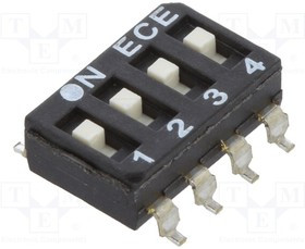 ESD104LTZ, Переключатель: DIP-SWITCH; Кол-во секций: 4; OFF-ON; 0,025A/24ВDC