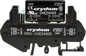 DRA1-CXE240D5, DRA1-CX Series Solid State Interface Relay, 32 V dc Control, 5 A rms Load, DIN Rail Mount