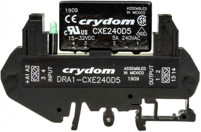DRA1-CXE240D5, DRA1-CX Series Solid State Interface Relay, 32 V dc Control, 5 A rms Load, DIN Rail Mount