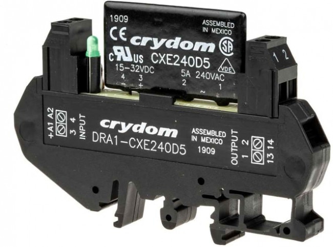DRA1-CXE240D5, DRA1-CX Series Solid State Interface Relay, 32 V dc Control, 5 A rms Load, DIN Rail Mount