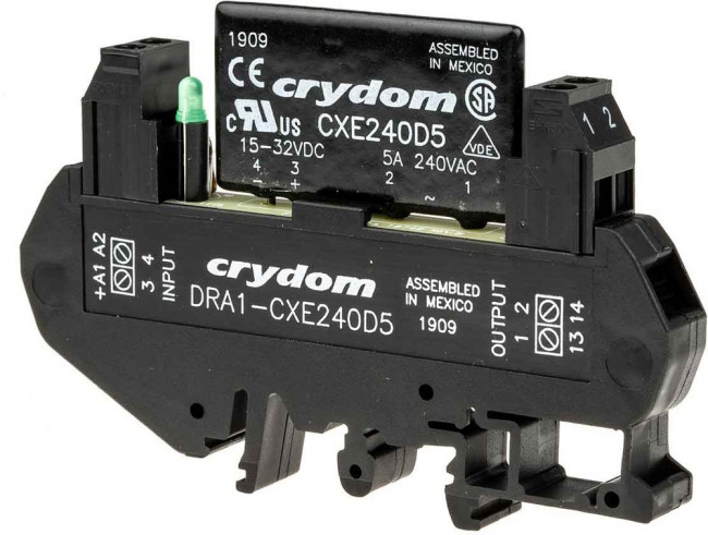 DRA1-CXE240D5, DRA1-CX Series Solid State Interface Relay, 32 V dc Control, 5 A rms Load, DIN Rail Mount