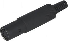 MDC-104, Вилка, DIN mini, "мама", PIN: 4, пайка, на провод, прямой