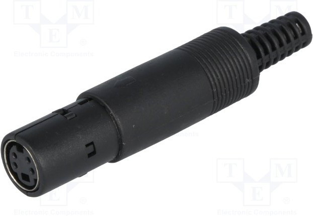 MDC-104, Вилка, DIN mini, "мама", PIN: 4, пайка, на провод, прямой