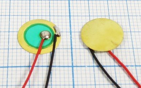 Пьезо диафрагма на бронзовой основе 10.5x0.14мм, с защитой от окисления и гибкими выводами, защита п