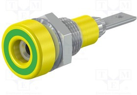 LB-I2R-20, Гнездо, "банан" 2мм, 10А, 23мм, желто-зеленый, изолированный