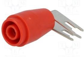 PJ3263-PCB-R, Гнездо, "банан" 4мм, 25А, 1кВDC, 27,2мм, красный, PCB, -25-80°C