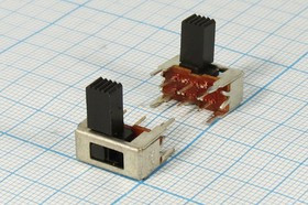 Переключатель движковый, 14.0x 6.5h8.5, контакты 6P+4P(GND), 0.3А, 50В, DPDT, угловой, SK-22D14