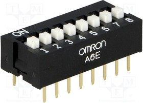 A6E-8104-N, DIP Switches / SIP Switches Raised actuator 8 poles