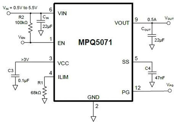 MPQ5071GG-AEC1-P, POWER LOAD SWITCH, HIGH SIDE, 125DEG C