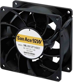 9WL0924P1H001, 9WL Series Axial Fan, 24 V dc, DC Operation, 3.7m³/min, 22.8W, 950mA Max, IP68, 92 x 92 x 38mm