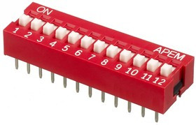 NDS12V, DIP Switches / SIP Switches 5mA 24V 12POS SPST Raised Act