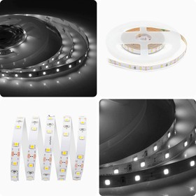 00-142, Лента светодиодная, белый, 12В, 4.8Вт/м, 60smd(3528)/м, 280Лм/м, 4000К, IP20, 8мм,1м