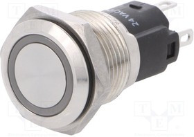 82-4151.2124, Pushbutton Switches Blu RingLED 24VAC/DC 16mm QC Flush