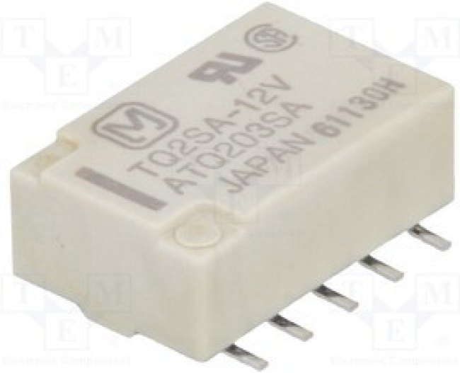 TQ2SA-12V, Реле: электромагнитное, DPDT, Uобмотки: 12ВDC, 0,5A/125ВAC, SMD