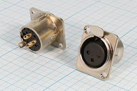 Гнездо микрофонное XLR\3P\пан фланец 2отв\SH030600; №9359 гн мик XLR\3P\пан флан 2отв\\\SH030600