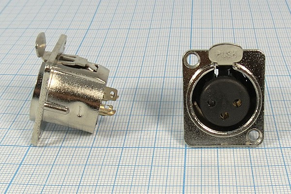 Гнездо микрофонное XLR\3P\пан фланец 2отв\SH030600; №9359 гн мик XLR\3P\пан флан 2отв\\\SH030600