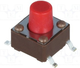 DTSM-63R-V-B, Микропереключатель, 1, SPST-NO, 0,05A/12ВDC, SMT, 2,6Н, 6,2x6,2мм