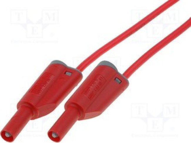 PJ2617-200-R, Измерительный провод, 36А, с осевым гнездом 4мм, Дл: 2м, красный PJ2617-200-R, Измерительный провод, 36А, с осевым гнездом 4мм, Дл: 2м, красный