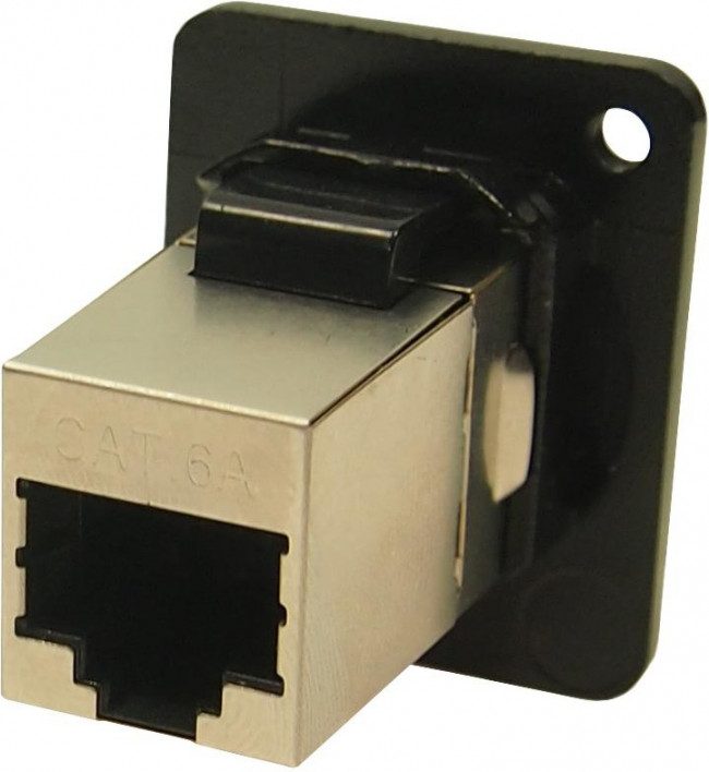 CP30225SM3B, Адаптер в линию, металлическая рамка черного цвета, RJ45, RJ45, Переходник, Встраиваемый в Линию