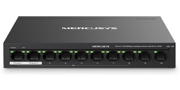 Коммутатор Mercusys MS110P 10x100Мбит/с 8PoE+ 65W неуправляемый Коммутатор Mercusys MS110P 10x100Мбит/с 8PoE+ 65W неуправляемый