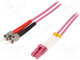 LOG-FP4LT15, Световодный патч-корд, OM4, LC/UPC,ST/UPC, 15м, LSZH, розовый