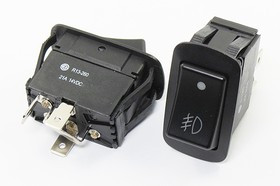 Переключатель автомобильный, контакты 3T, 21А, 12В, ON-OFF, подсветка IL светодиодная зеленая/красная, R13-260A7R+G4/MARK48