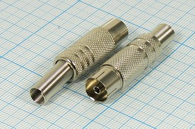 Разъем TV розетка, 4-6мм, пружинный хвост