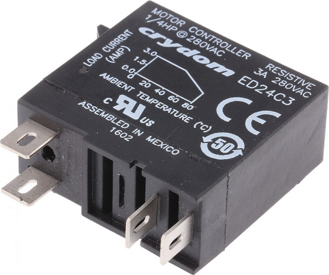ED24C3, Solid State Relay, 3 A Load, DIN Rail Mount, 280 V rms Load, 32 V dc Control ED24C3, Solid State Relay, 3 A Load, DIN Rail Mount, 280 V rms Load, 32 V dc Control