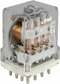 R15-1014-23-1012, Реле электромагнитное, 4PDT, Uобмотки 12ВDC, 10A/250ВAC, 20А