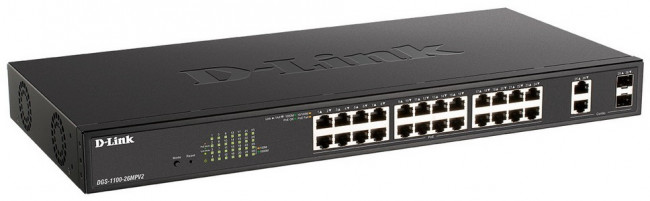 D-Link DGS-1100-26MPV2/A3A Настраиваемый L2 коммутатор с 24 портами 10/100/1000Base-T и 2 комбо-портами 1000Base-T/SFP (24 порта PoE 802.3af D-Link DGS-1100-26MPV2/A3A Настраиваемый L2 коммутатор с 24 портами 10/100/1000Base-T и 2 комбо-портами 1000Base-T/SFP (24 порта PoE 802.3af