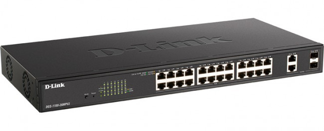 D-Link DGS-1100-26MPV2/A3A Настраиваемый L2 коммутатор с 24 портами 10/100/1000Base-T и 2 комбо-портами 1000Base-T/SFP (24 порта PoE 802.3af D-Link DGS-1100-26MPV2/A3A Настраиваемый L2 коммутатор с 24 портами 10/100/1000Base-T и 2 комбо-портами 1000Base-T/SFP (24 порта PoE 802.3af
