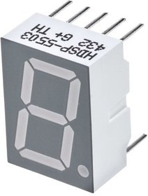 HDSP-5503, 7-сегментный светодиодный дисплей, Красный, 20 мА, 2.1 В, 3.7 мкд, 1, 14.22 мм