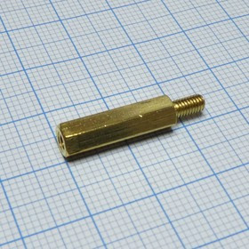 KLS8-DBL-M3-E5.0-L18.0, Стойки латунные, без покрытия шестигранные М3 отверстие-винт KLS8-DBL-M3-E5.0-L18.0, Стойки латунные, без покрытия шестигранные М3 отверстие-винт