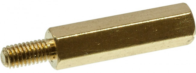 KLS8-DBL-M3-E5.0-L18.0, Стойки латунные, без покрытия шестигранные М3 отверстие-винт KLS8-DBL-M3-E5.0-L18.0, Стойки латунные, без покрытия шестигранные М3 отверстие-винт