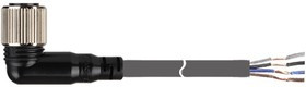 CLDH4-3 соединительный кабель, угловой разъем М12х1, 4-х контактный, маслостойкий кабель 3 м