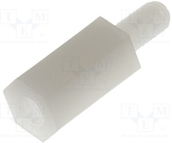 TP-10, Дистанцирующая стойка с резьбой, шестигранная, полиамид, M3, расстояние между платами 10мм TP-10, Дистанцирующая стойка с резьбой, шестигранная, полиамид, M3, расстояние между платами 10мм