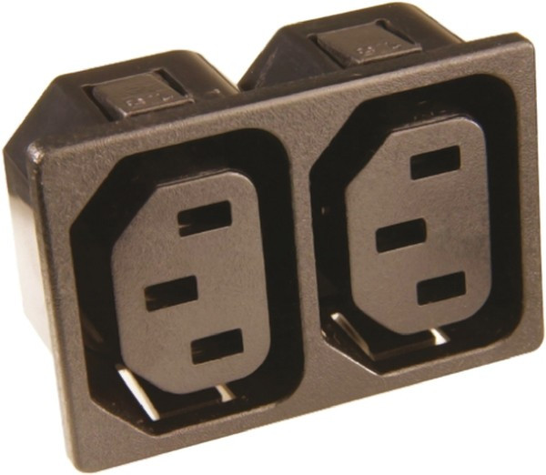 0909.0001, Разъем питания AC, разветвитель, 10А, 250В AC, IEC 60320, C13(F), пайка