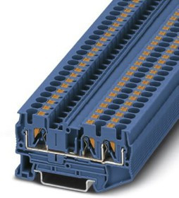 3211775, PT 4-TWIN BU Series Blue Feed Through Terminal Block, 0.2 6mm², Single-Level, Push In