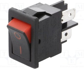 AE-H8500XBAAA, ROCKER; SPST; Pos: 2; ON-OFF; 10A/250VAC; black-red; none; 8500