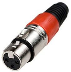1-504 RD (XLR-MC-107), разъем XLR 3 контакта гнездо металл цанга на каб. крас.