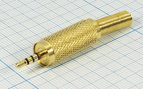 Штекер Audio Jack стерео 2.5мм на кабель, 4-х контактный; №9350 штек 2,5стерео\4C[Au]\каб \пруж хвост\\