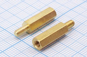 Стойка для печатных плат PCHSN-15, латунь, M3; Q-4893 стойка L15,0\М3x6-М3\ S5\лат\\PCHSN