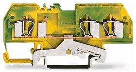 281-687, 3-пров. клемма с заземлением, 0,08 - 4 мм2, желто-зелёная